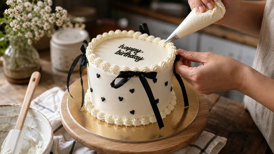 Decorating a custom cake by Cakes by Versha